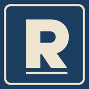 Rezyra studio mark: a cream R and inset border on blue.